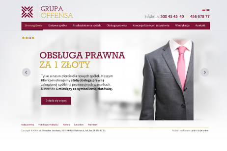 projekt strony internetowej dla Grupa Offensa - obsługa prawna